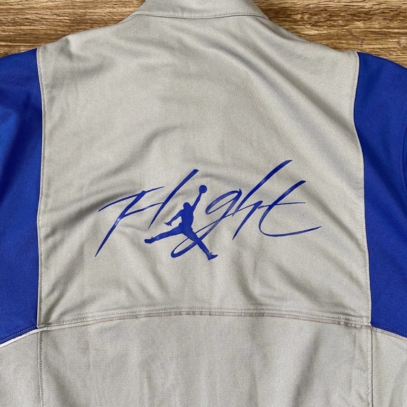 Air Jordan Flight Jacket Gray Blue Large Jumpman Track Jacket - Picture 8 of 10